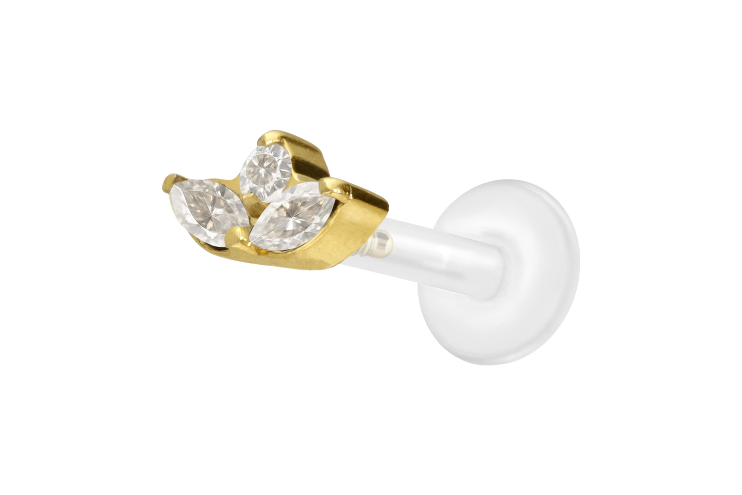 PTFE Labret Piercing mit Innengewinde + Titan-Aufsatz LOTUSBLÜTE